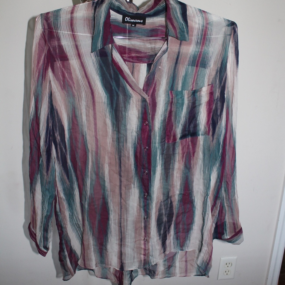 OLIVACEOUS BUTTON UP.  NEVER WORN